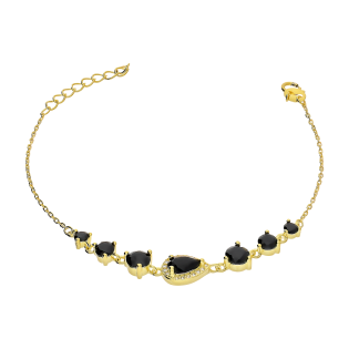 Pozłacana Bransoletka Srebrna Kropla z Cyrkoniami - JubilerSezam.pl