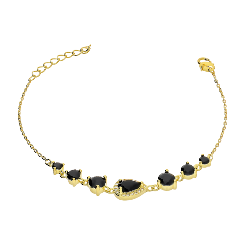 Pozłacana Bransoletka Srebrna Kropla z Cyrkoniami - JubilerSezam.pl