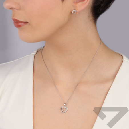 Komplet srebrny kolczyki i zawieszka serce z infinity HS1964 próba 925