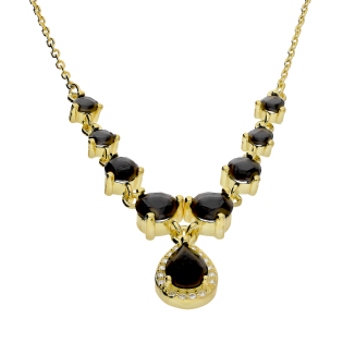 Naszyjnik pozłacany kropla z czarnymi cyrkoniami/anker PW A0660 czarny GOLD próba 925