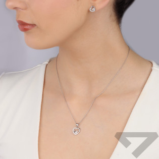 Komplet srebrny kolczyki i zawieszka serce z cyrkoniami HS1965 próba 925