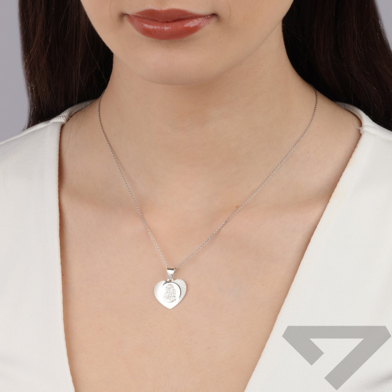 Medalik srebrny Matka Boska Częstochowska serce dis + mat MV MD124 rod próba 925