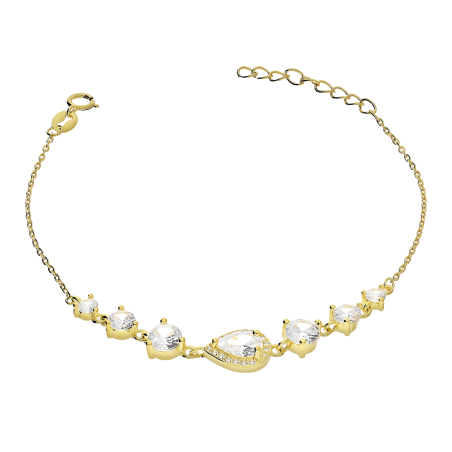 Bransoleta pozłacana kropla z białymi cyrkoniami/anker PW A0660 GOLD próba 925