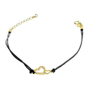 Pozłacana Bransoletka Srebrna Serce z Cyrkoniami - JubilerSezam.pl