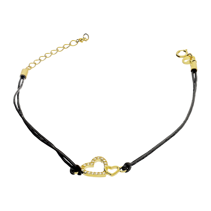 Pozłacana Bransoletka Srebrna Serce z Cyrkoniami - JubilerSezam.pl