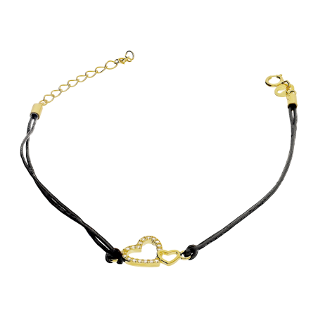 Pozłacana Bransoletka Srebrna Serce z Cyrkoniami - JubilerSezam.pl