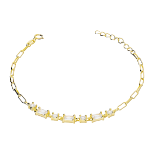 Bransoleta pozłacana z białymi cyrkoniami/anker long PW468-1 GOLD próba 925