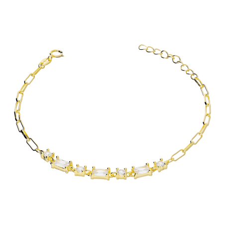 Bransoleta pozłacana z białymi cyrkoniami/anker long PW468-1 GOLD próba 925