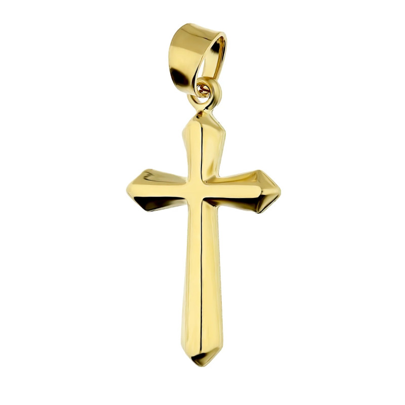 Krzyżyk złoty gładki ramiona w szpic próba 585