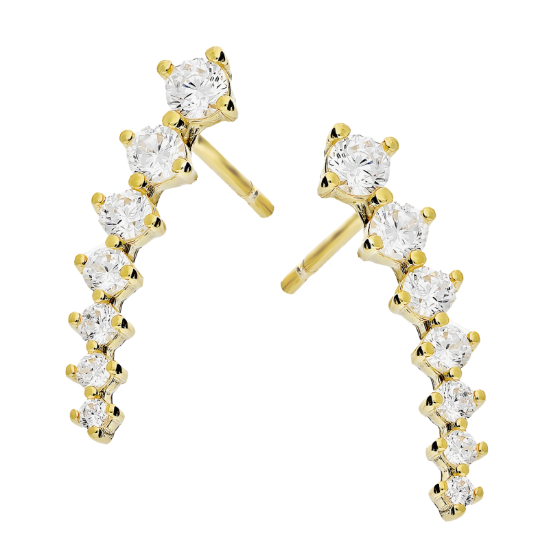 Pozłacane Kolczyki Srebrne z Cyrkoniami pr. 925 - JubilerSezam.pl