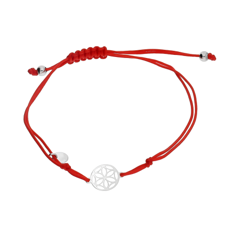 Srebrna Bransoletka Ażurowy Kwiat na Sznurku - JubilerSezam.pl