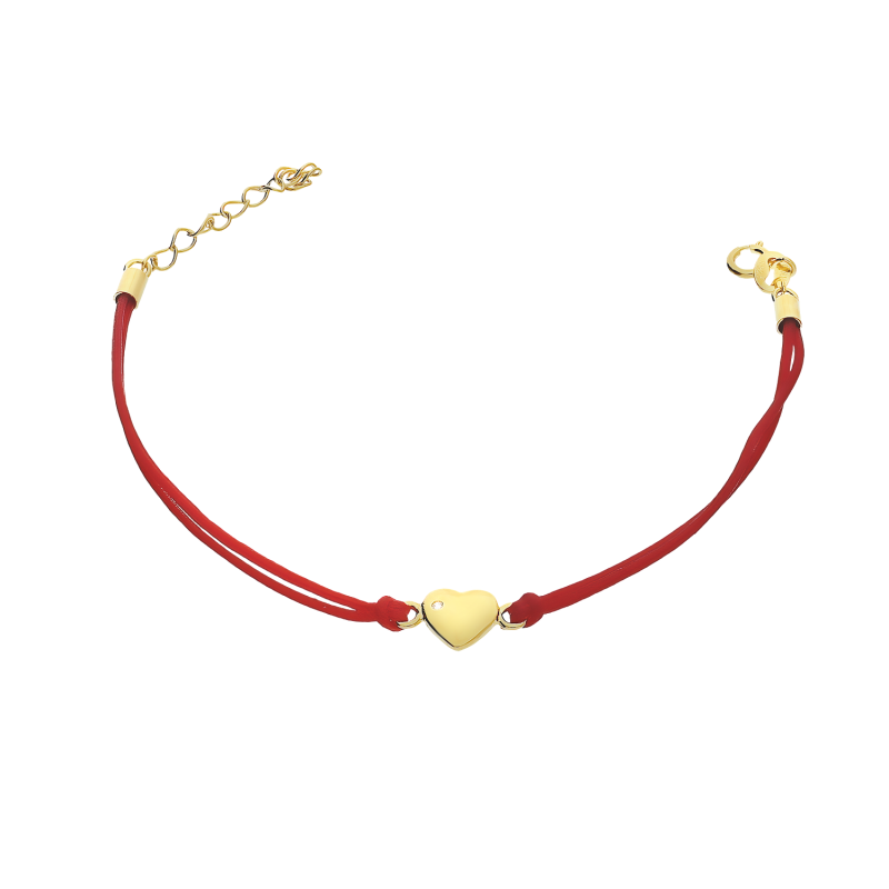 Pozłacana Bransoletka Srebrna Serce z Cyrkonią - JubilerSezam.pl