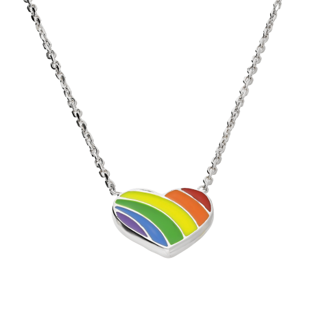 Naszyjnik srebrny serce z kolorową emalią/anker PW632 próba 925