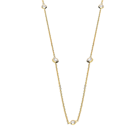 Naszyjnik pozłacany z siedmioma białymi cyrkoniami/rolo TA 6443 G próba 925