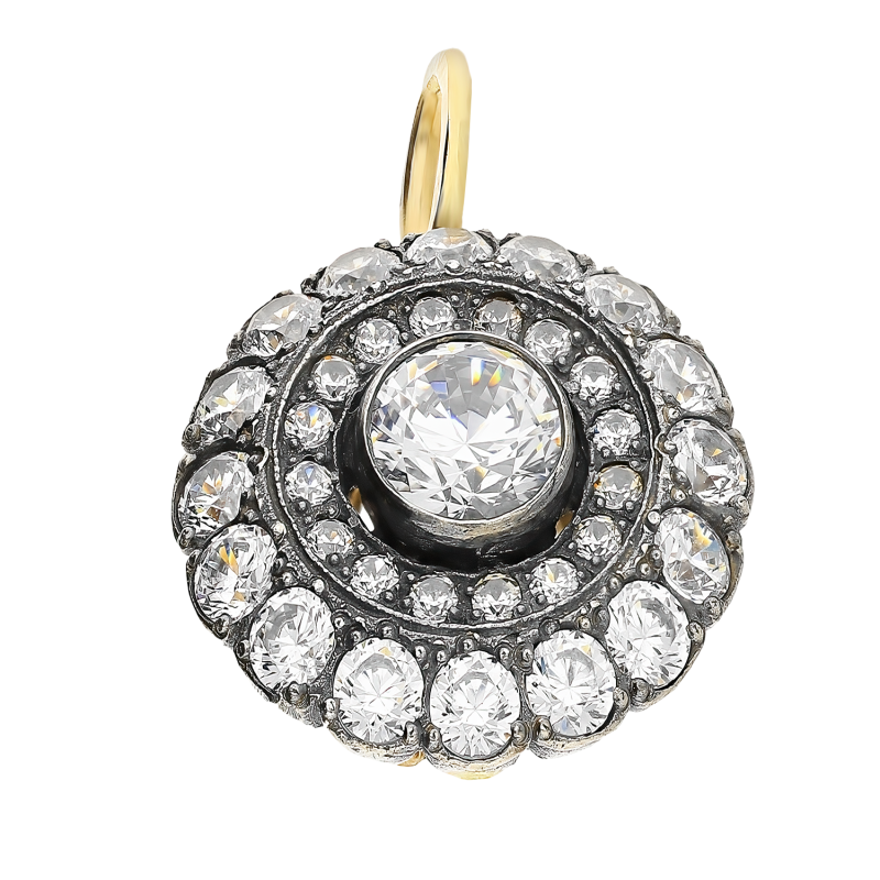 Zawieszka złota okrągła markiza z białymi cyrkoniami WS MW003zc próba 585