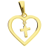 Krzyżyk złoty gładki w sercu ruchomy