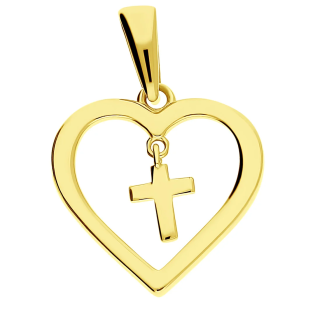 Krzyżyk złoty gładki w sercu ruchomy MZ T23-P-1613 próba 585
 Waga-0,66