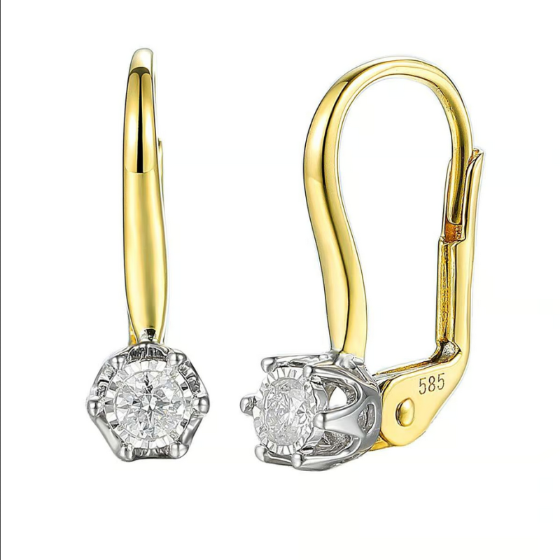 Kolczyki złote z diamentem 0,27ct/bigiel AW 88312 YW-0,27 próba 585