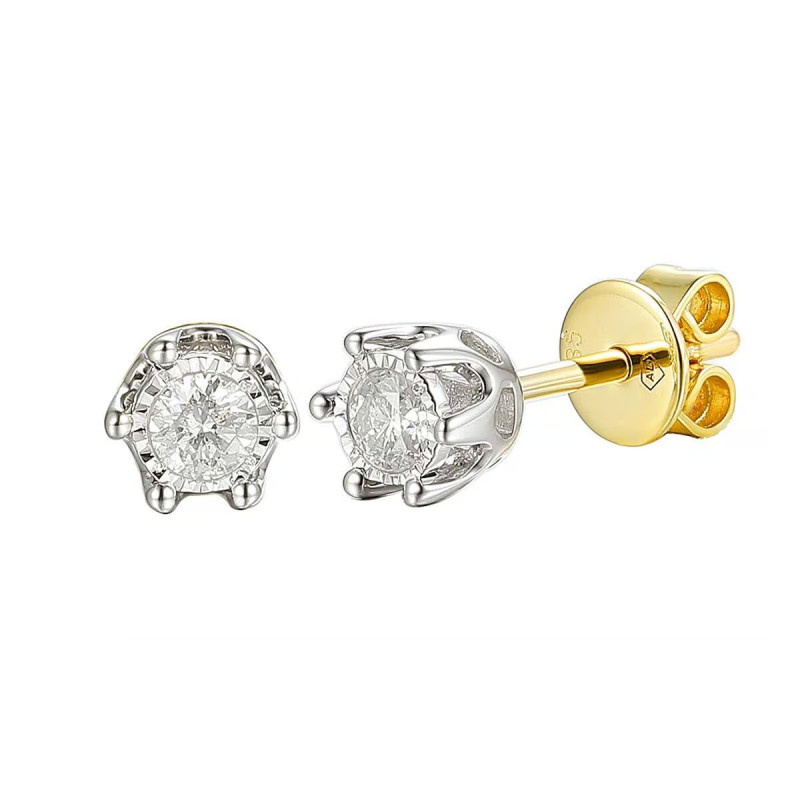 Kolczyki złote z diamentem 0,27ct/sztyft AW 88312 YW-0,27-1 próba 585