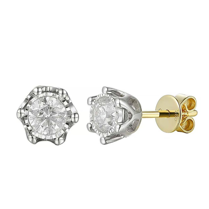 Kolczyki złote ROYAL z diamentem/sztyft AW 88312 YW-0,44-1 próba 585