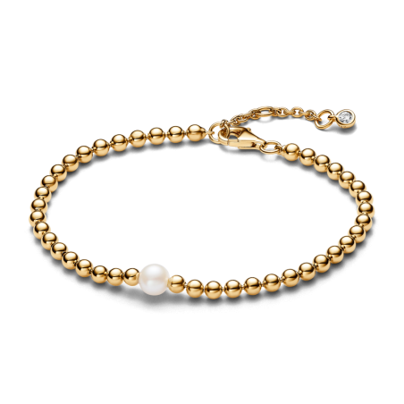 Złota Bransoletka z Perłą Hodowlaną i Koralikami - JubilerSezam.pl