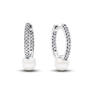 Lśniące kolczyki  Pandora obręcze z poddaną obróbce słodkowodną perłą hodowaną 293171C01