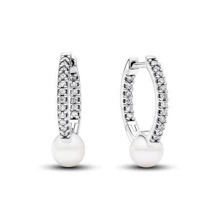 Lśniące kolczyki  Pandora obręcze z poddaną obróbce słodkowodną perłą hodowaną 293171C01