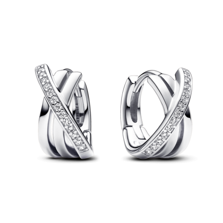 Kolczyki obręcze Pandora Splecione pasma pavé 293150C01