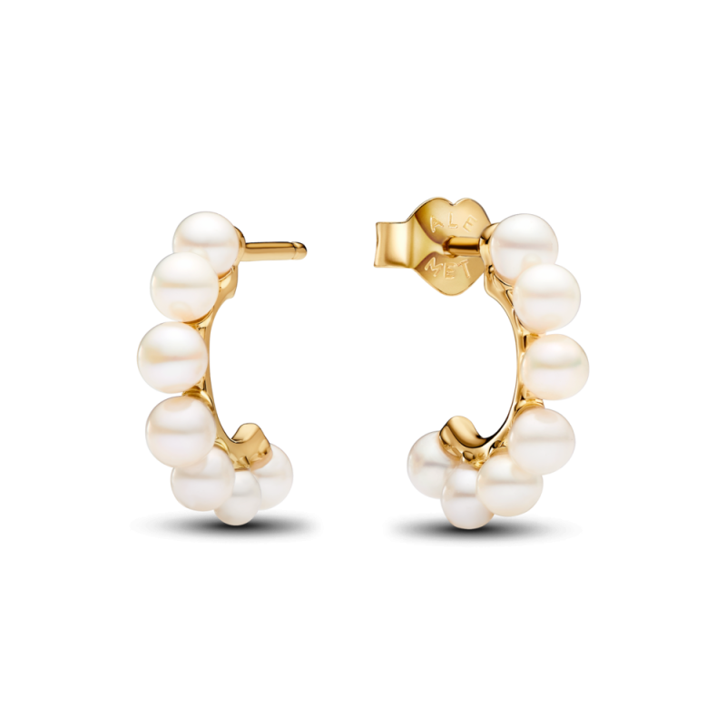 Kolczyki obręcze z poddanymi obróbce słodkowodnymi perłami hodowanymi 263179C01