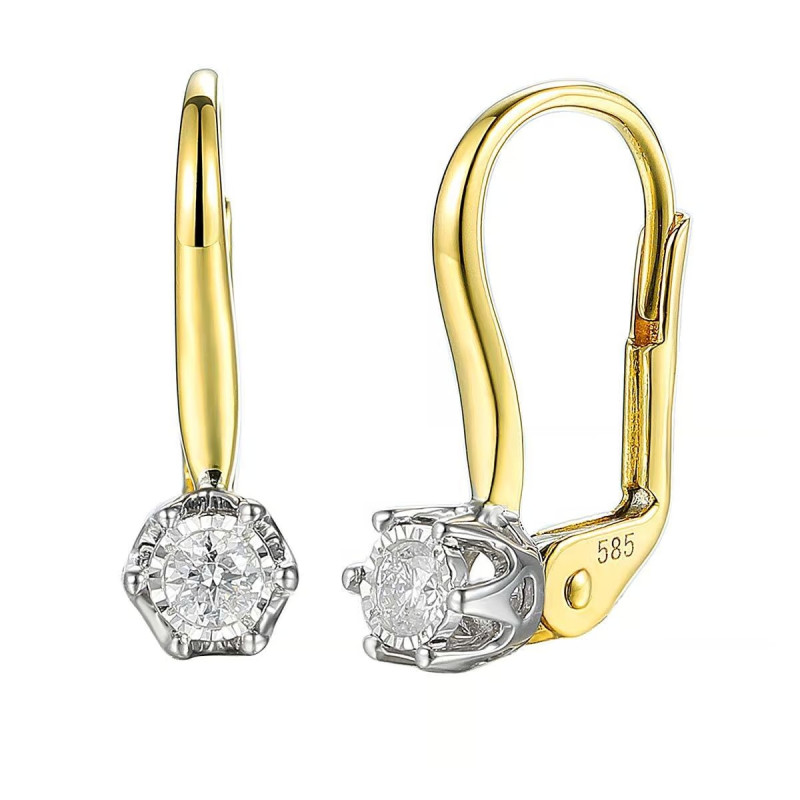 Kolczyki złote z diamentem 0,10ct/bigiel AW 88312 YW-0,10 próba 585
