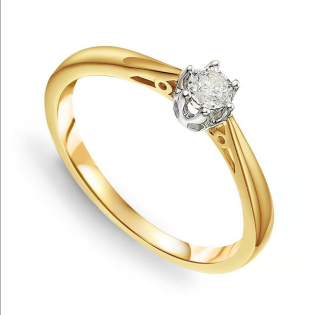 Pierścionek złoty z białym diamentem AW 88312 YW-0,08 próba 585