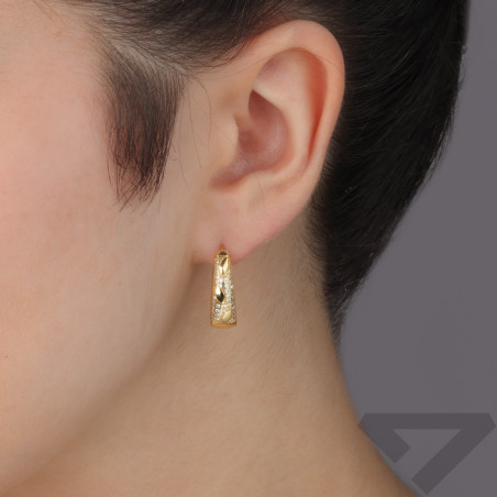 Kolczyki pozłacane owalna beczułka z cyrkoniami i łezkami HS1988 próba 925