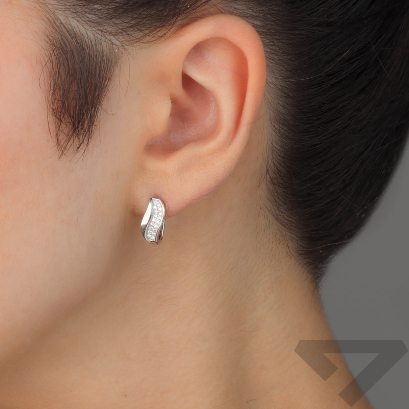 Kolczyki srebrne fala z cyrkoniami/ang.zap. TB 23746 próba 925