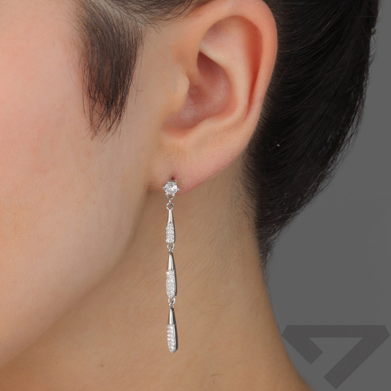 Kolczyki srebrne krople z białymi cyrkoniami/sztyft TB 21139 próba 925