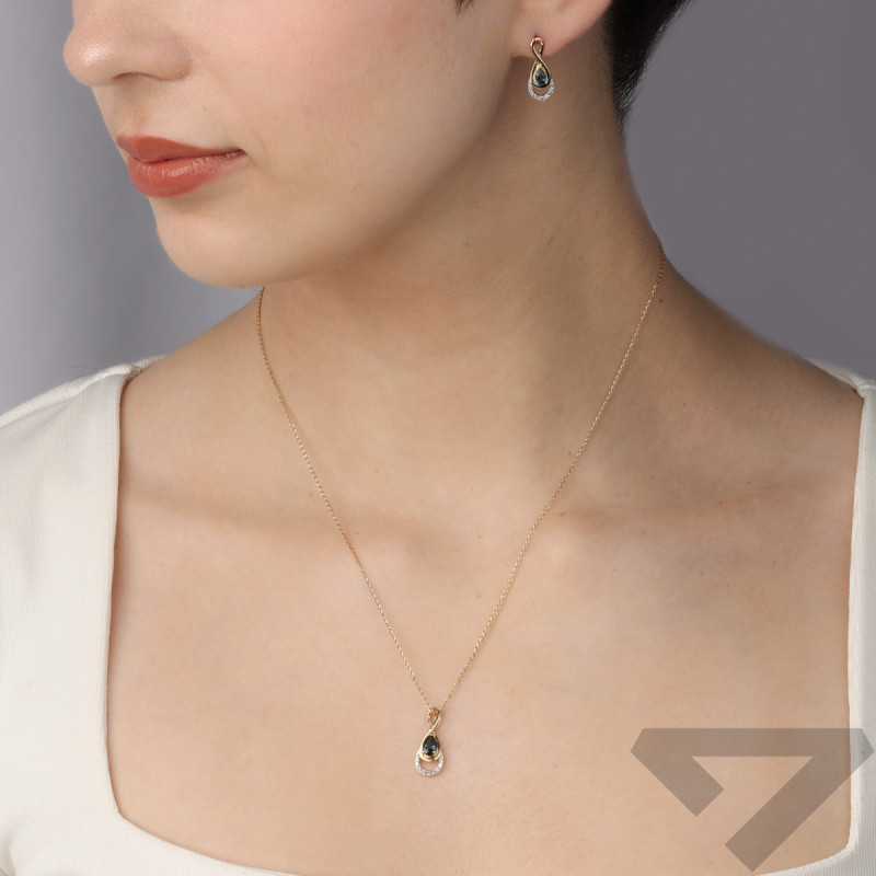 Kolczyki złote z topazem i białymi diamentami/sztyft LC P335674-360728 LBTY próba 585