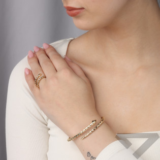 Pierścionek złoty wąż z białymi diamentami LC CB106 Y CR8376 YL próba 585