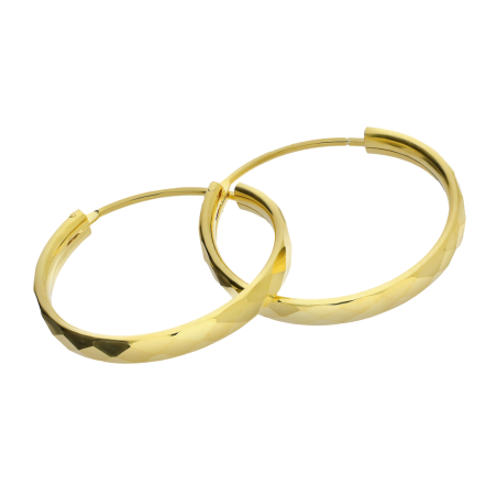 Kolczyki pozłacane grawerowane kółka 25 mm AT KSZ-25mm-3,0 GOLD dis próba 925