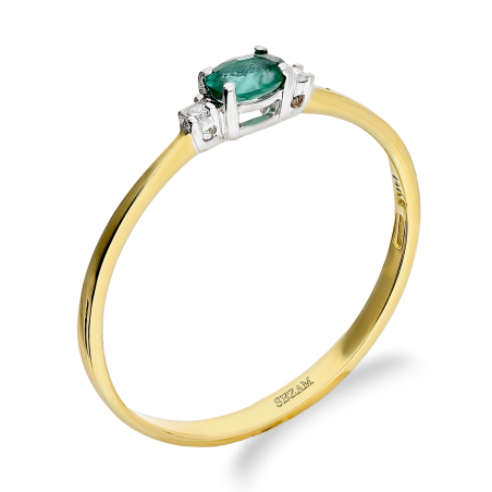 Pierścionek zaręczynowy ze szmaragdem i diamentami AX OS-AN-2975G-3x4 EM próba 585