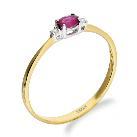 Pierścionek zaręczynowy z rubinem i diamentami AX OS-AN-2975G-3x4 RB próba 585