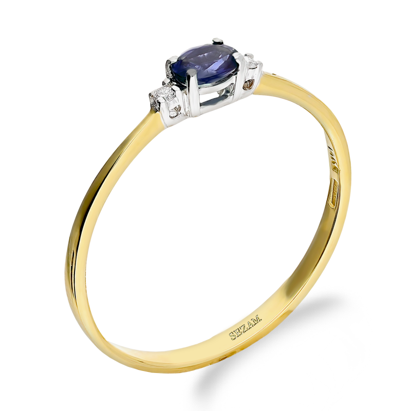 Pierścionek zaręczynowy z szafirem i diamentami AX OS-AN-2975G-3x4 SA próba 585