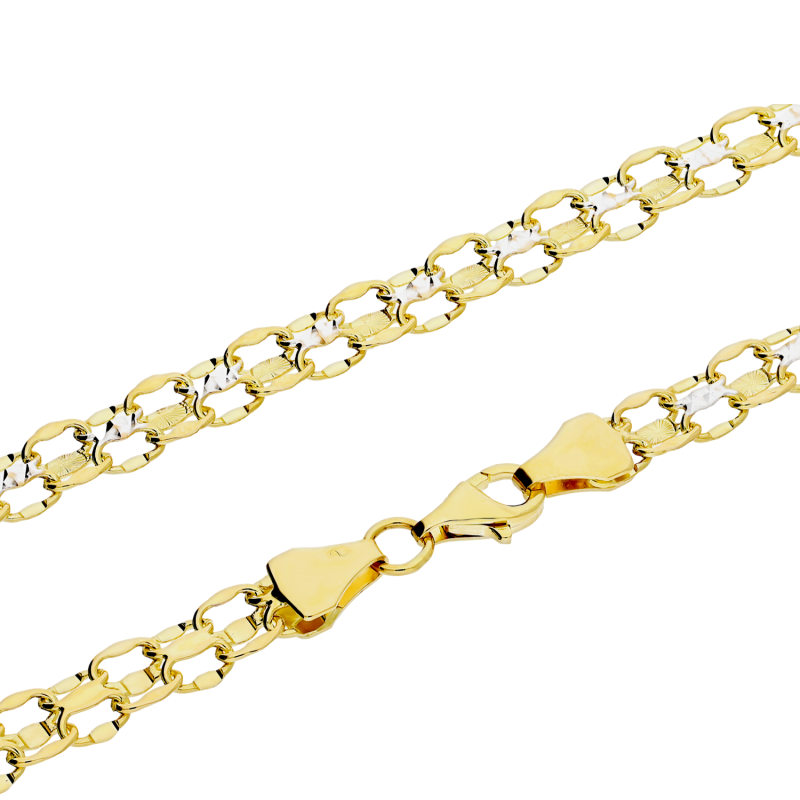 Naszyjnik złoty splot bismark w dwóch kolorach LP 15U275-B9-YW próba 585