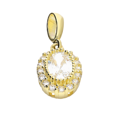 Zawieszka złota owalna markiza z białymi cyrkoniami