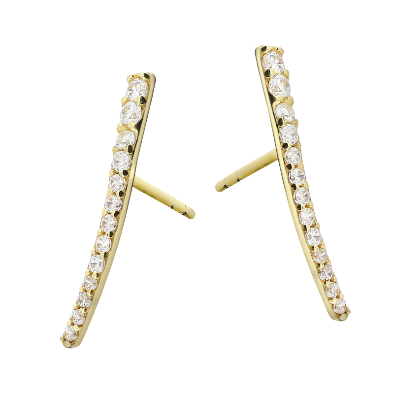 Kolczyki złote z rzędem białych cyrkonii/sztyft LP 34U20-13DE0593-Y-CZ próba 375