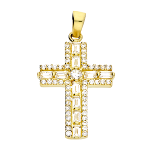 Złoty krzyżyk z cyrkoniami pr. 375 - JubilerSezam.pl