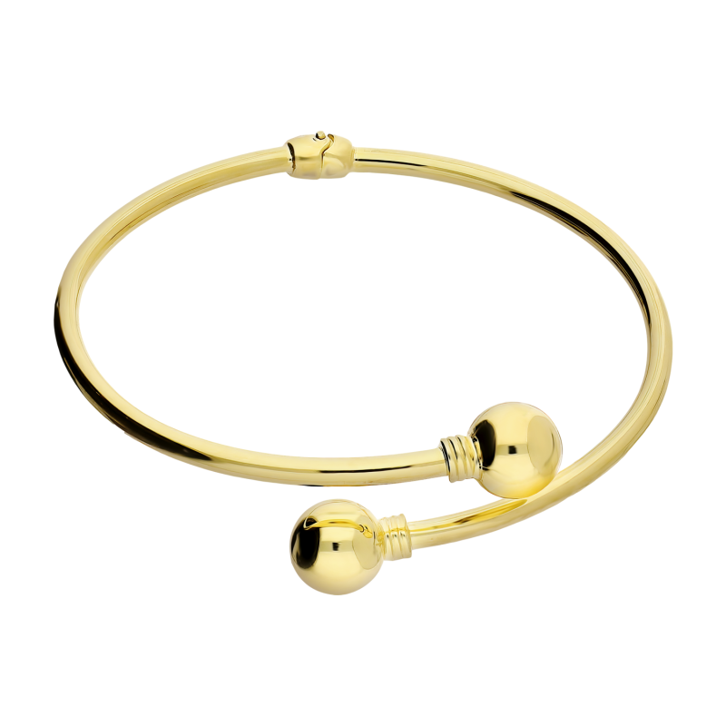 Bransoleta pozłacana bangla gładka z kulkami M3-027 GOLD próba 925
