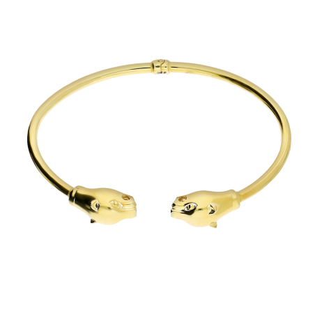 Bransoleta pozłacana bangla gładka z głowami tygrysów M3-269 GOLD próba 925