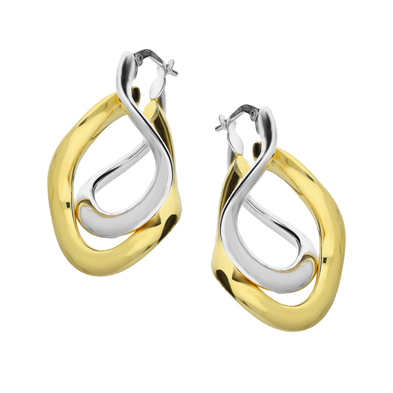 Kolczyki srebrne wypukłe ósemki w dwóch kolorach/ang.zap. M3-271 2 KOL próba 925