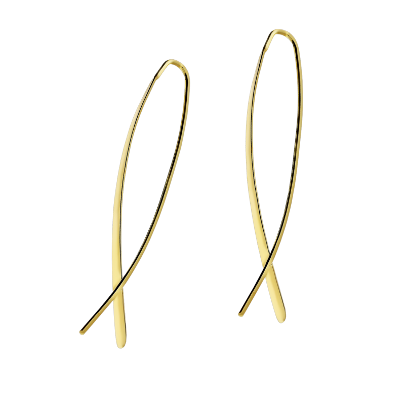 Kolczyki pozłacane gładka blaszka/rybka M3-274 GOLD próba 925