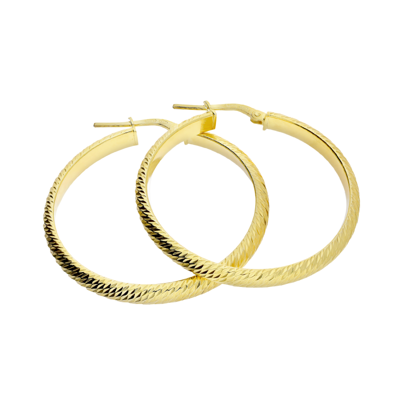 Pozłacane kolczyki srebrne kółka 35mm - JubilerSezam.pl