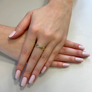 Pierścionek złoty gładka fala i pojedyncze cyrkonie AR X7-X6ZR0840 próba 375